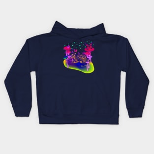 Psychedelic Frog, Magic Mushrooms, & Butterflies Tye Dye Kids Hoodie